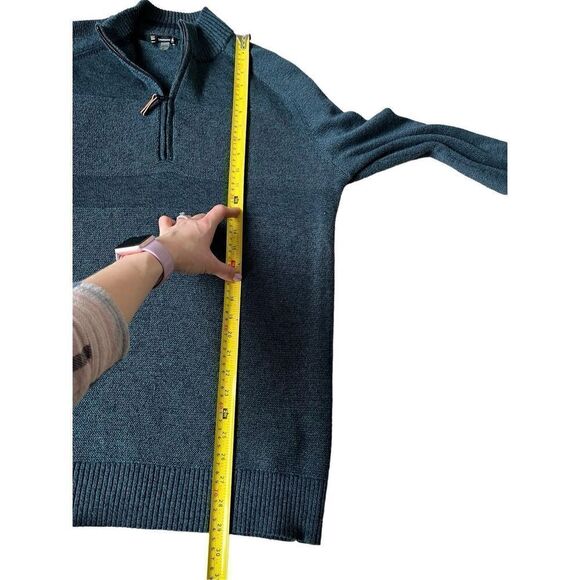 Smartwool Mens Merino Wool Blend 1/4 Zip Sweater Pullover Shirt L Blue - Picture 6 of 9